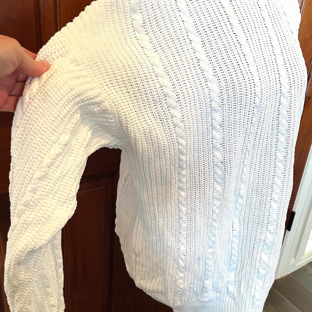 Vintage Izod Crest Logo Cable Knit Oversized Cotton Sweater XL Preppy Grandpa - Picture 3 of 9